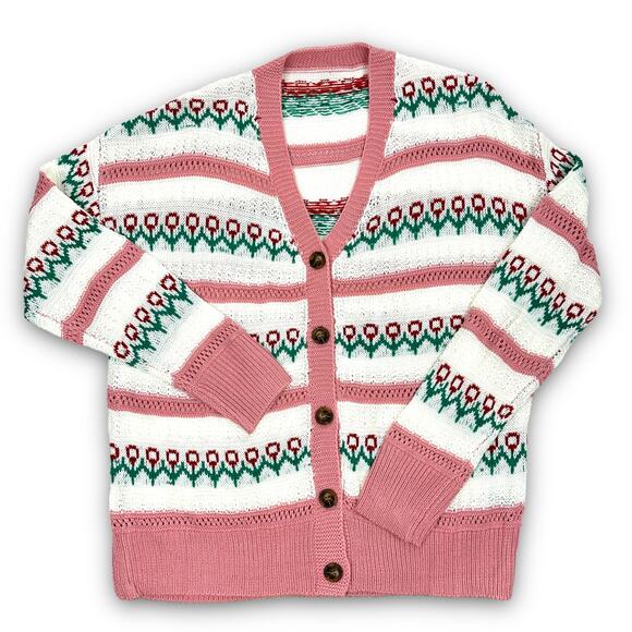 Lightweight Oversized Cardigan Sweater Spring Summer Cute Flowers Size Small - Picture 1 of 4